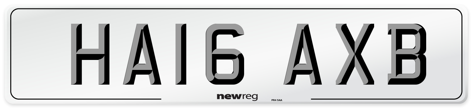 HA16 AXB Number Plate from New Reg